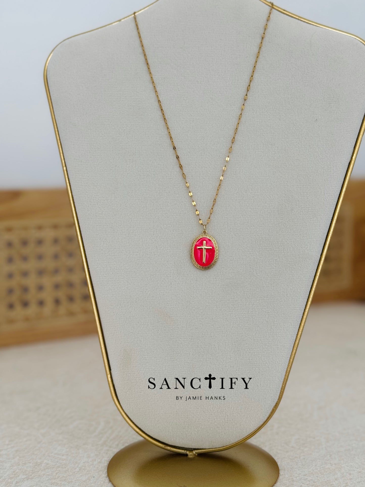 Neon Pink Cross Necklace