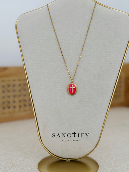 Neon Pink Cross Necklace