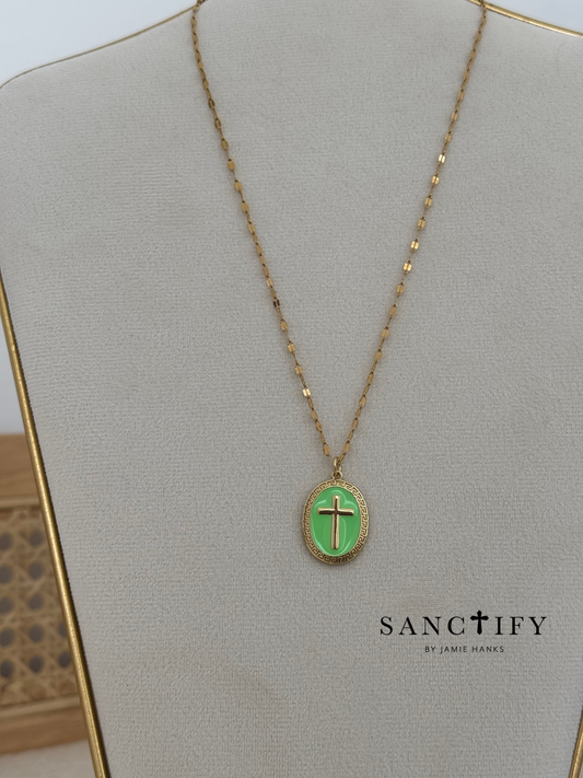Light Green Cross Necklace