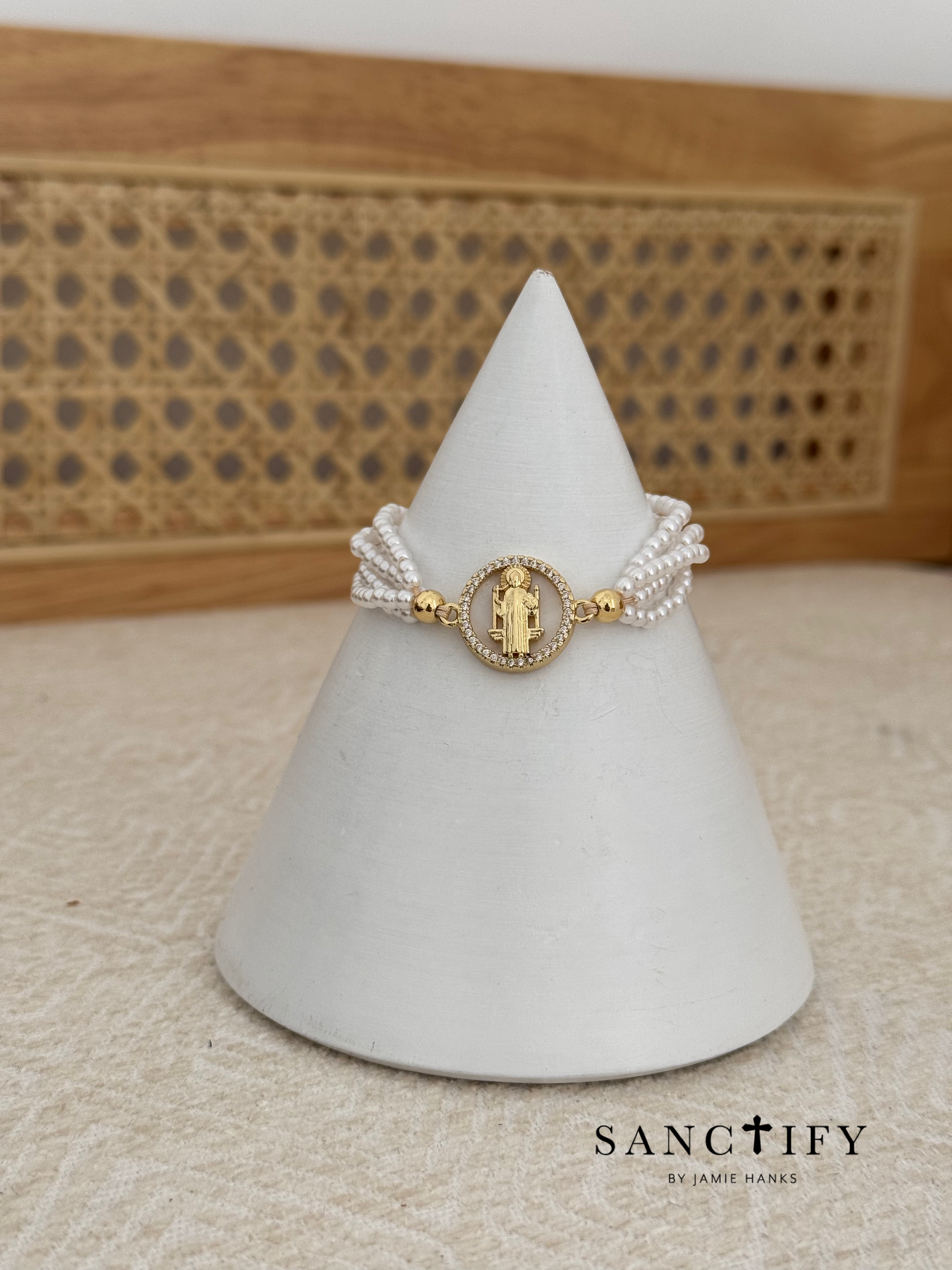 Adjustable Pearl St.Benedict Bracelet