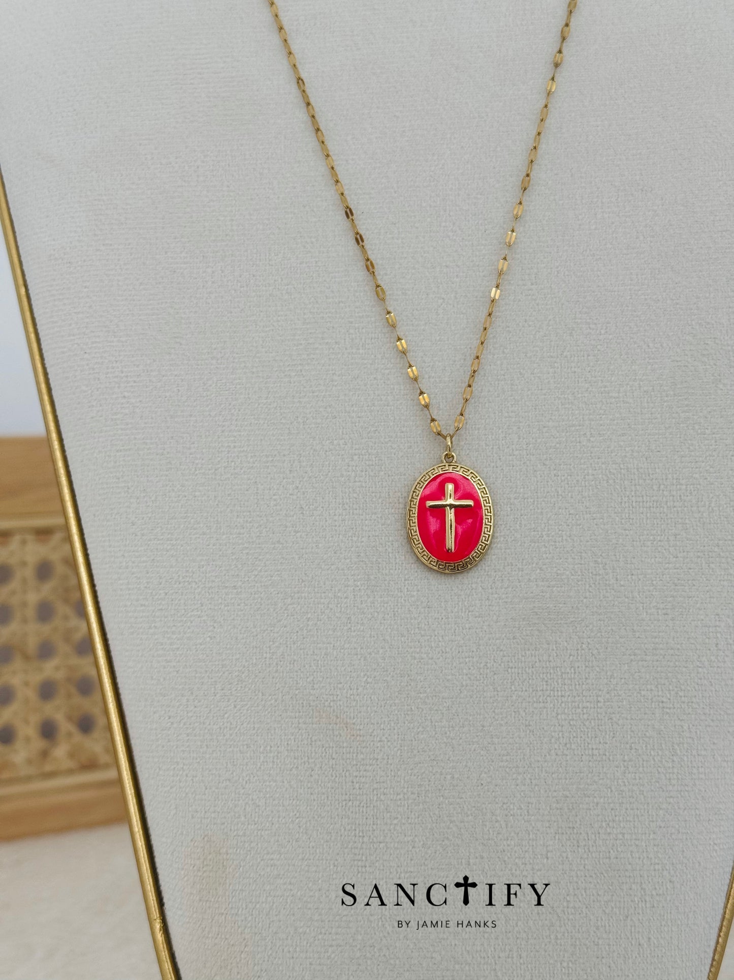 Neon Pink Cross Necklace