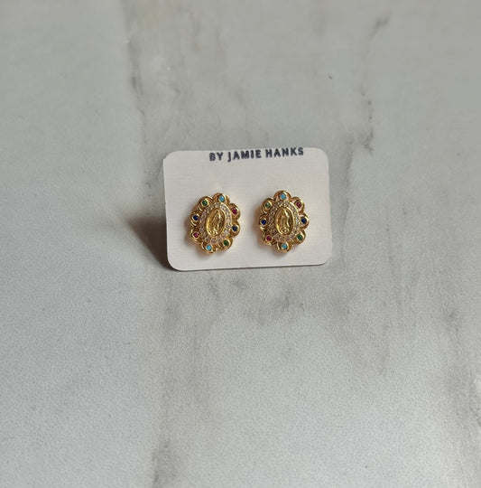 Multi-Colored Mary Studs