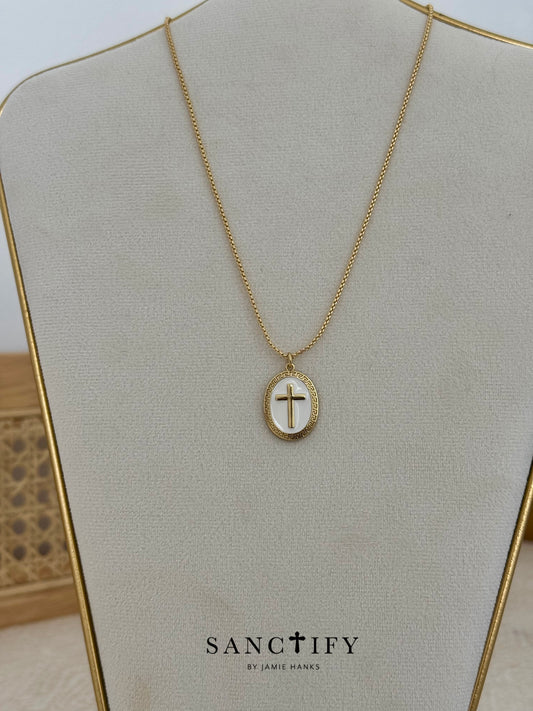 White Cross Necklace