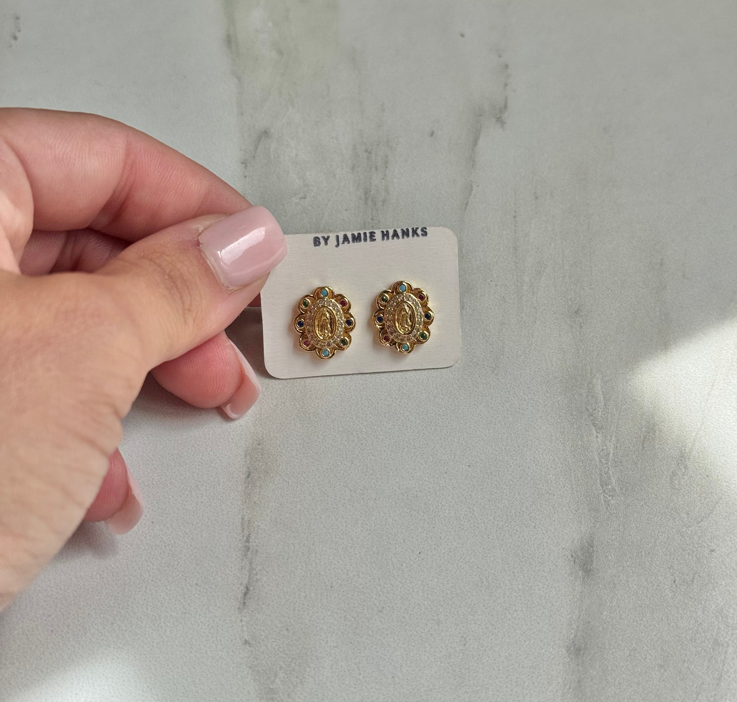 Multi-Colored Mary Studs