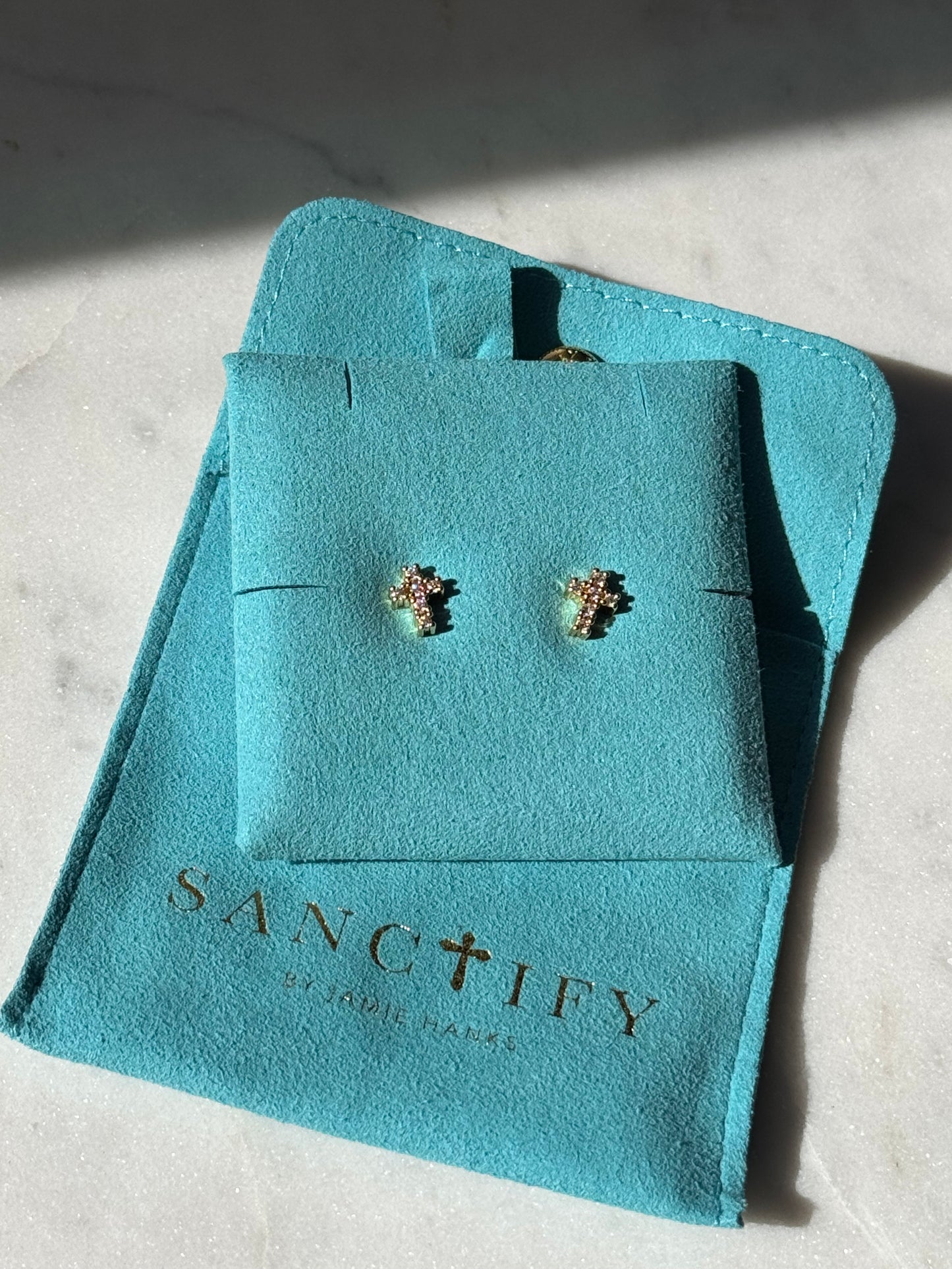 Small CZ Cross Earring