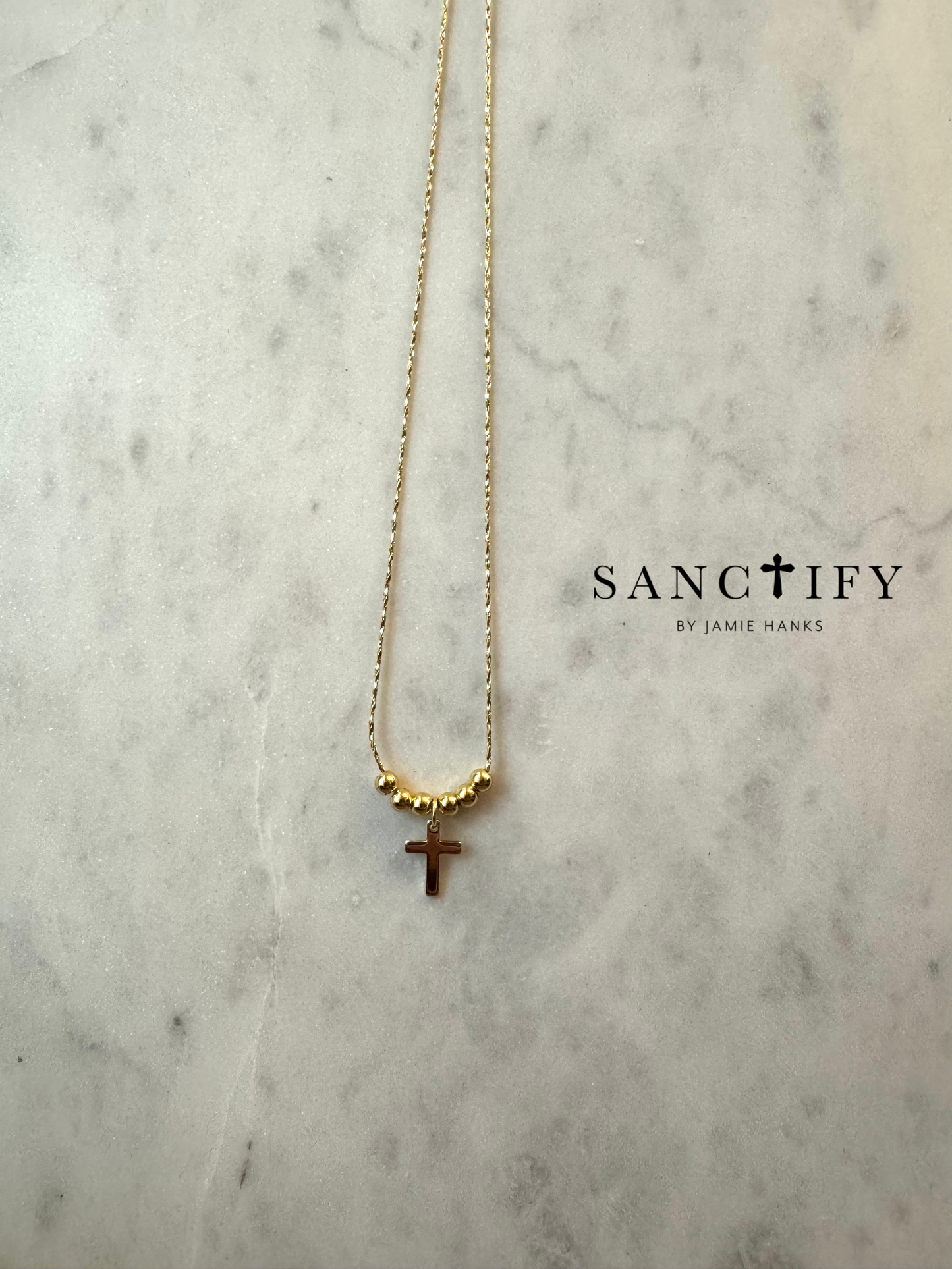 Gold Cross Beaded Necklace