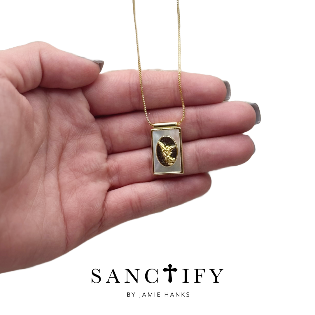 Mother of Pearl St. Michael Necklace