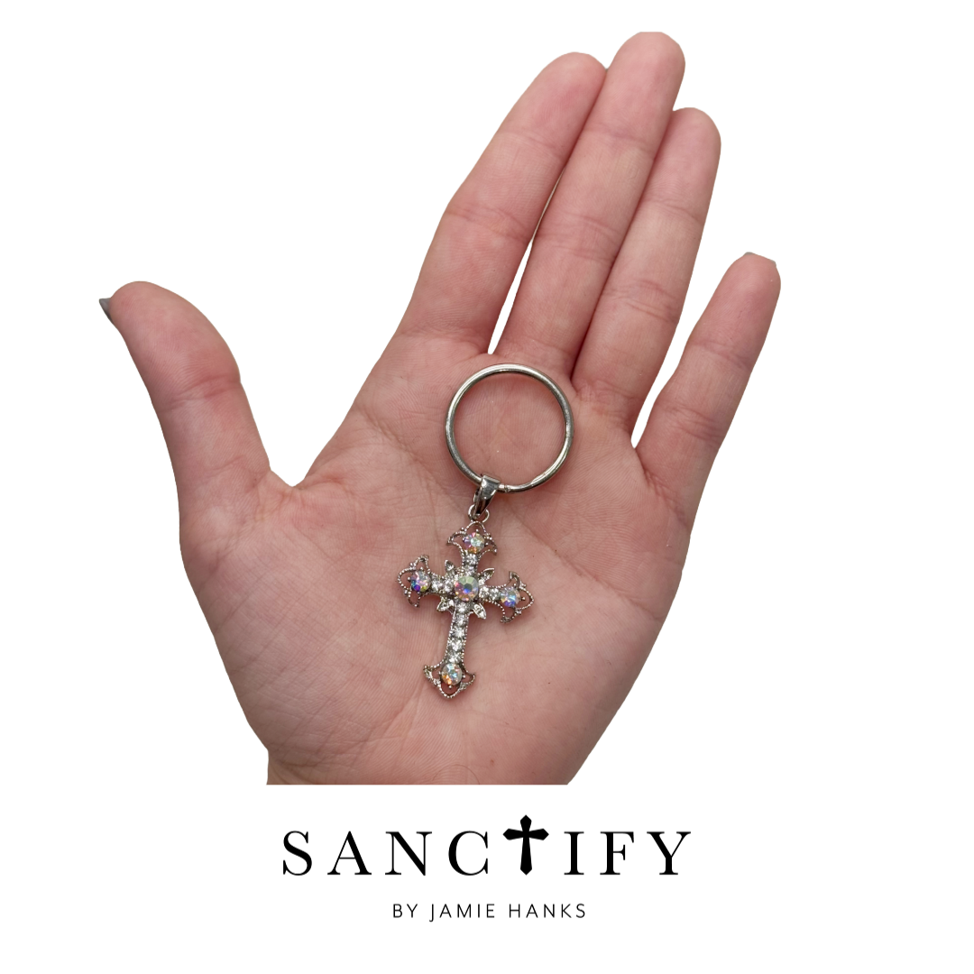 Diamond Cross Keychain