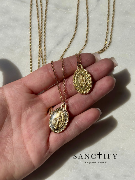 Golden Mother Mary Necklace