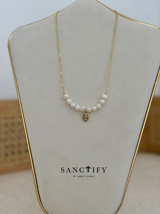 Fresh Water Pearl Miraculous Mary Necklace