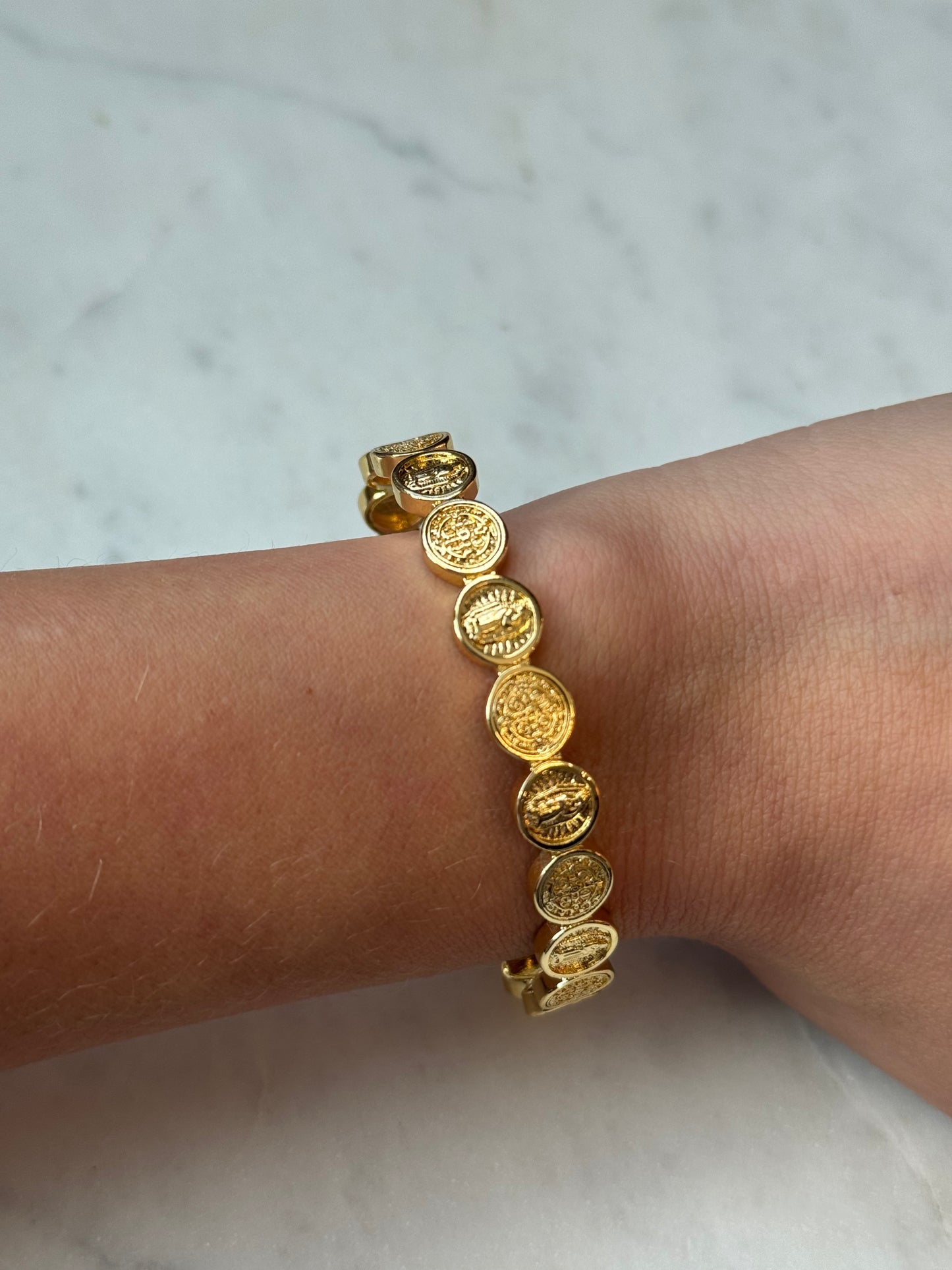 Our Lady of Guadalupe & St.Benedict Cuff Bracelet