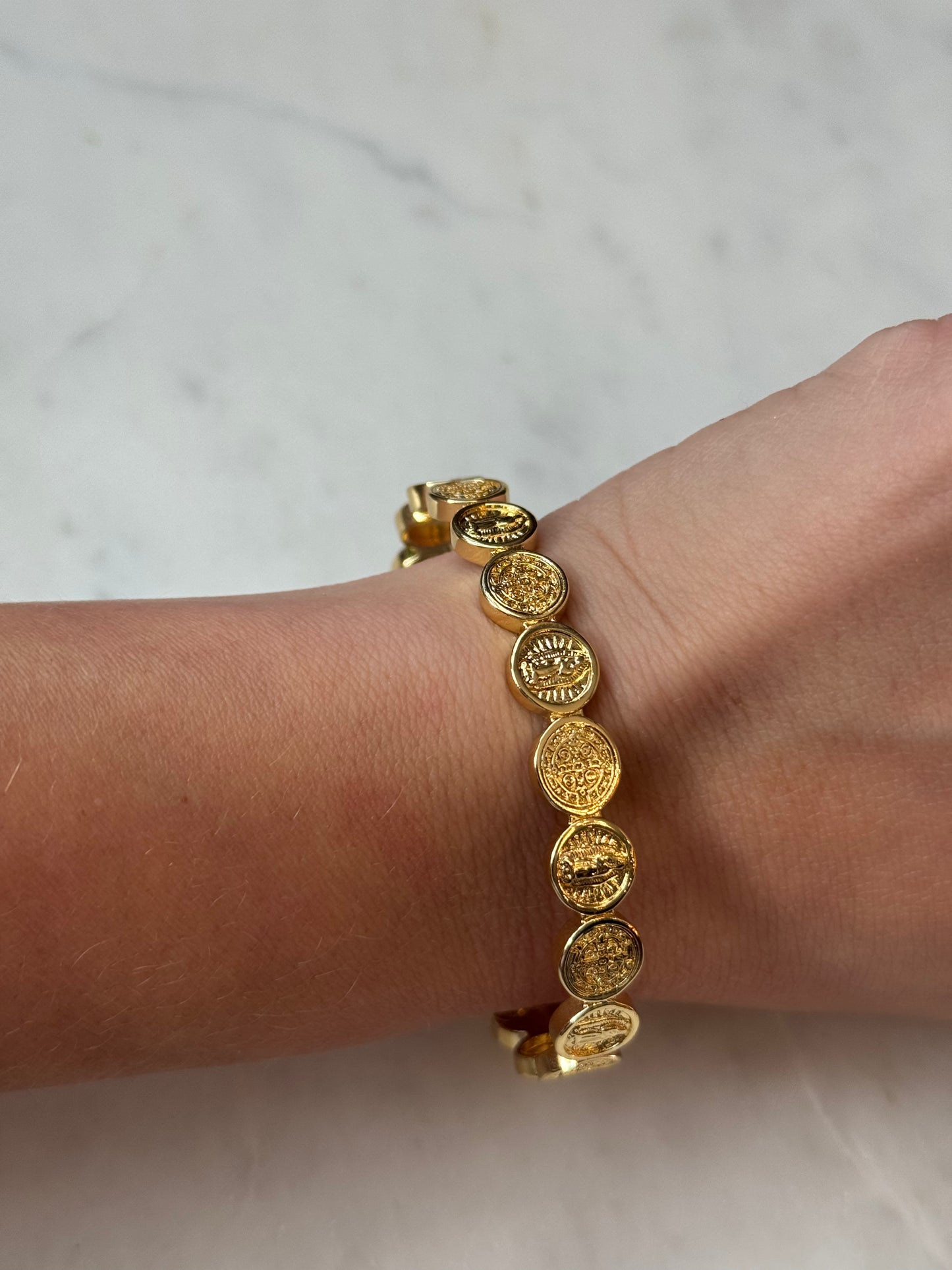 Our Lady of Guadalupe & St.Benedict Cuff Bracelet