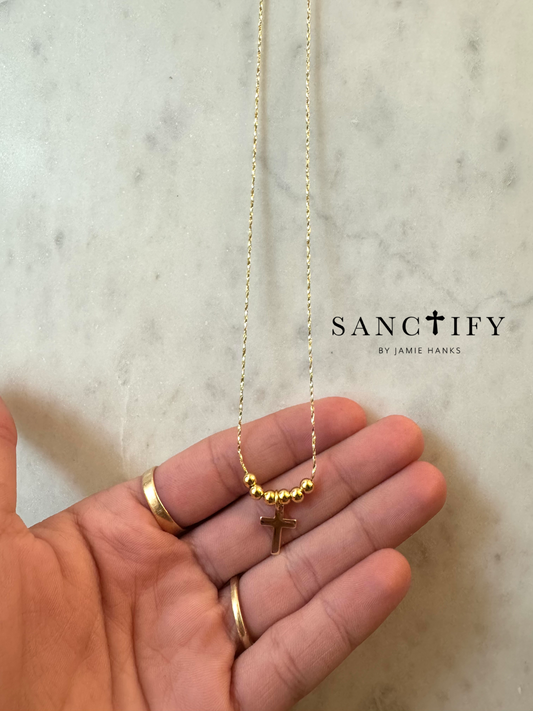 Gold Cross Beaded Necklace