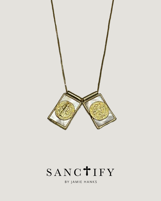 Mother of Pearl St.Benedict Necklace
