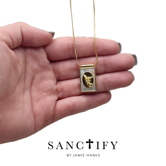 Mother of Pearl St. Michael Necklace