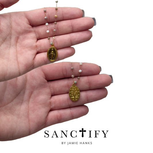 Brown & Mauve Mary Necklace